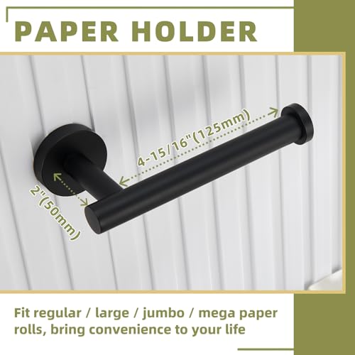 Matte Black Bathroom Hardware Set, 2-piece, 304 Stainless Steel | Bathroom Accessories Set for Bathroom Restroom, 180° rotating Towel Ring, Open-arm Toilet Paper Holder, Drilling Mounted - color: Matte Black Oval Shape