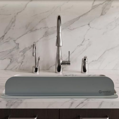 BENTLE Silicone Sink Splash Guard for Kitchen Sink - Modern Faucet Splash Guard, Non-Slip Countertop Water Protector, Dishwater Safe, Gray (19.2 x 1.9 x 3.3")