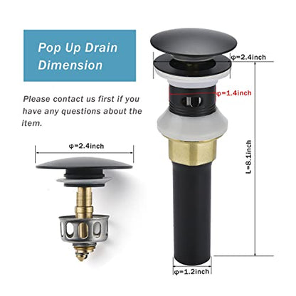 Rockgoya Bathroom Sink Drain,5 Pack Drain Stopper Bathroom Sink with Overflow,Pop Up Drain Assembly with Detachable Strainer Basket,Built-in Anti-Clogging Strainer,Stainless Steel Mattle Black - color: Mattle Black-5 Pack, style: With Overflow