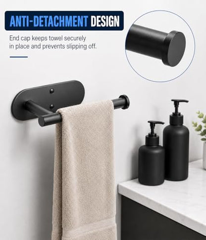 2Pcs Hand Towel Holder for Bathroom, Matte Black Small Hand Towel Racks Bar Hanger for Rv Kitchen Wall Mounted, Thicken 6.3" SUS304 Stainless Steel Towel Ring, Modern Contemporary, Heavy Duty, 2 Pack - color: Matte Black