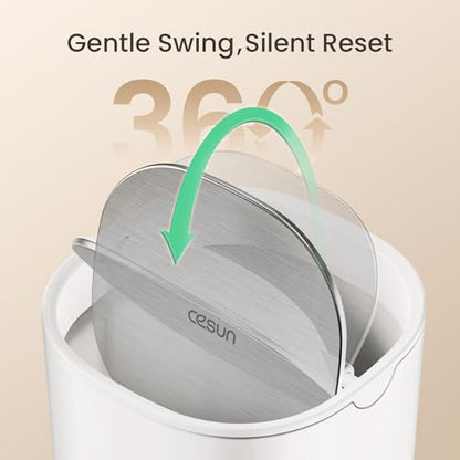 Cesun Mini Desktop Trash Can with Swing Lid, 0.4 Gal Desk Trash Can, White | Removable Lid, Tiny Garbage Can for Tabletop/Counter/Home Office/Makeup Area/Car Interior, Odor Seal, Stain Resistant, Sturdy - color: White