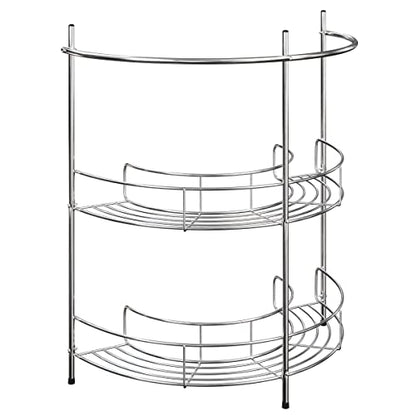 Pedestal Sink Organizer - Compact Under the Sink Rack with 2 Storage Shelves and Towel Holder - Space Saving Bathroom Storage by Lavish Home - color: Silver