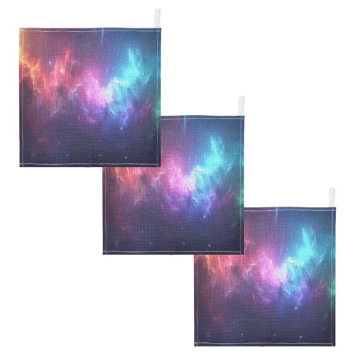 YETTASBIN Galaxy Muslin Baby Hand Washcloths, Soft Cotton Bath Face Towel, 4 Layers Extra Absorbent Feeding Burp Cloth for Newborn Infant, 3 Pack - size: 12 Inch x 3 Pack