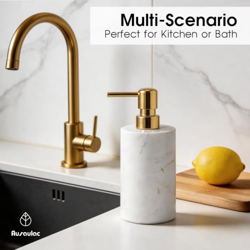 Marble Soap Dispenser, Hand Soap Dispenser for Bathroom Kitchen Countertop - Lotion and Liquid Soap Dispenser (1, White) - color: White