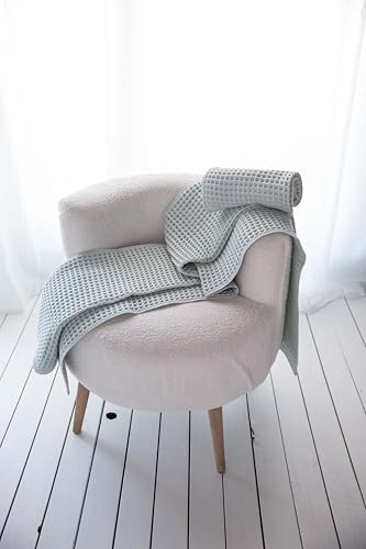 Waffle Cotton Bath Towels-100% Turkish Cotton, Quick Dry, Ultra Soft, Premium Absorbent, Weave Design, Fast Drying-2 Pieces Bath Towel Set (1 Large Bath Towel and 1 Hand Towel) (Sage) - color: Sage