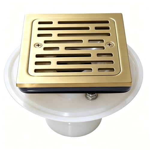 4 Inch Tile-in Square Champagne Bronze Shower Drain, Replace Delta Shower Drain, Shower Floor Drain Champagne Gold DT062412-CZ - color: Champagne Gold