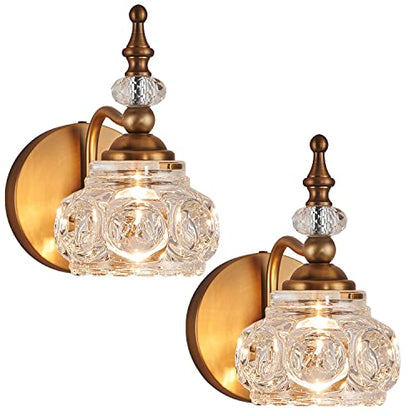 2-Pack 4.7 inch Wall Sconces Brass Bathroom Wall Light Fixtures, Spray Painting Process Modern Durable Vanity Lights for Bathroom Bedroom Living Room - color: Brass, size: 1-Light (2-Pack)