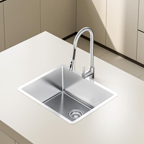 23" Undermount 18 Gauge 304 Stainless Steel Single Bowl Kitchen Sink with Accessary in 23"Lx18"Wx10"D - size: 23"L x 18"W x 10"D Single Bowl