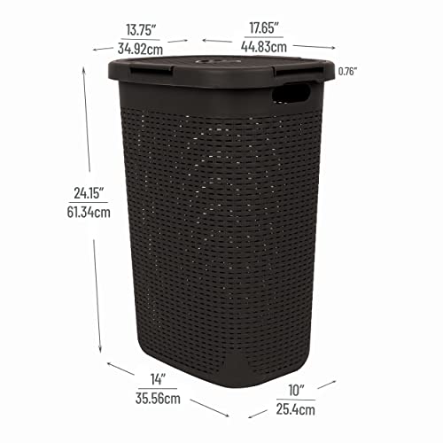 Mind Reader Slim Laundry Hamper with Lid, 60L Tall Clothes Basket, Narrow Tapered Design for Bathrooms, Closets and Laundry Rooms, Plastic, 2 Pack, Brown - color: Brown, size: 2-Pack