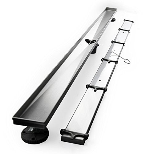 Neodrain 48-Inch Linear Shower Drain-Brushed,with Tile Insert Grate | 304 Stainless Steel, Fast Drainage, Rectangle Shower Floor Drain with Leveling Feet & Hair Strainer, Fits Bathroom, Balcony - color: Brushed, size: 48 IN