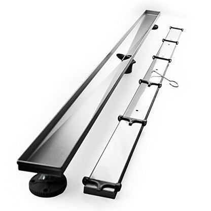 Neodrain 48-Inch Linear Shower Drain-Brushed,with Tile Insert Grate | 304 Stainless Steel, Fast Drainage, Rectangle Shower Floor Drain with Leveling Feet & Hair Strainer, Fits Bathroom, Balcony - color: Brushed, size: 48 IN