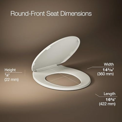 KOHLER K-4775-47 Brevia Round Toilet Seat with Quick-Release Hinges And Quick-Attach Hardware For Easy Clean, Almond - color: Almond, size: Round