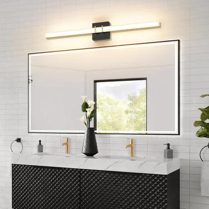 Modern Black and Brass Vanity Light Bar 32 Inch, 24W 5CCT Dimmable Bathroom Light Fixtures LED Wall Lighting Fixture - color: Black+Brass, size: 32 inch