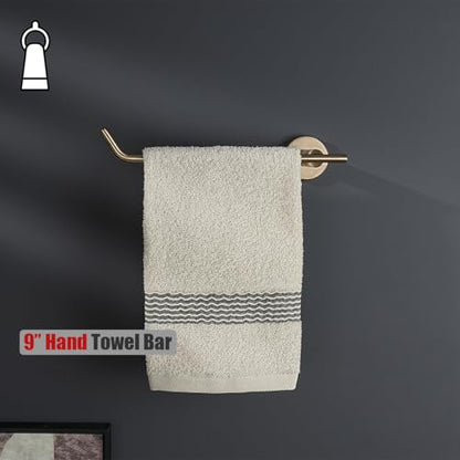 JQK Hand Towel Bar, Champagne Bronze Stainless Steel Towel Ring Holder for Bathroom, 9 Inch Wall Mount Left Hand, TR101-CB - color: Champagne Bronze, size: 9 Inch (Left)
