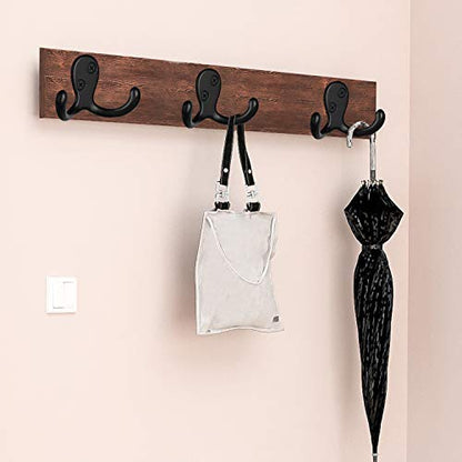 IBosins 20 Pack Black Double Prong Coat Hooks Wall Mounted with 40 Screws | Heavy Duty Retro Double Utility Hooks for Coat, Scarf, Bag, Towel, Key, Cap, Cup, Hat - color: 20 Pcs Black