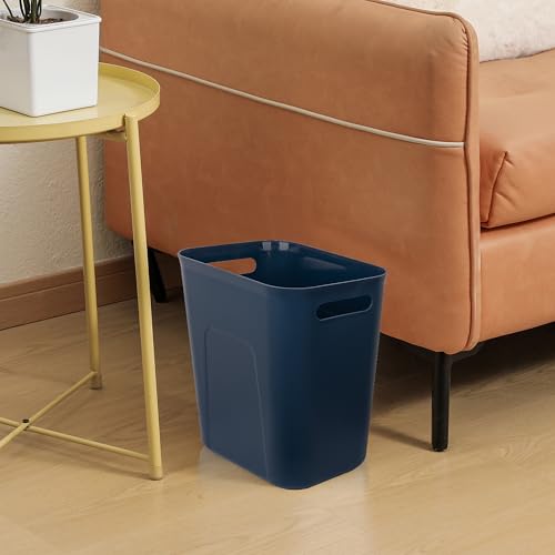 UUJOLY Plastic Small Trash Can Wastebasket, Garbage Container Basket for Bathrooms, Laundry Room, Kitchens, Offices, Kids Rooms, Dorms, 3.5 Gallon, Navy Blue, 2 Pack | Compact Sturdy Garbage Can for Bathroom, Laundry Room, Kitchen, Office, Kids Room, Dorm