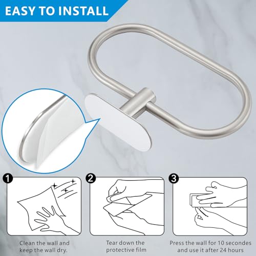 Towel Bar/Bath Towel Ring, Self Adhesive Hand Towel Ring for Bathroom, Stainless Steel Sticky Hand Towel Holder, No Drilling Modern Round Towel Hanger Wall Mounted (Brushed Nickel) - color: Brushed Nickel
