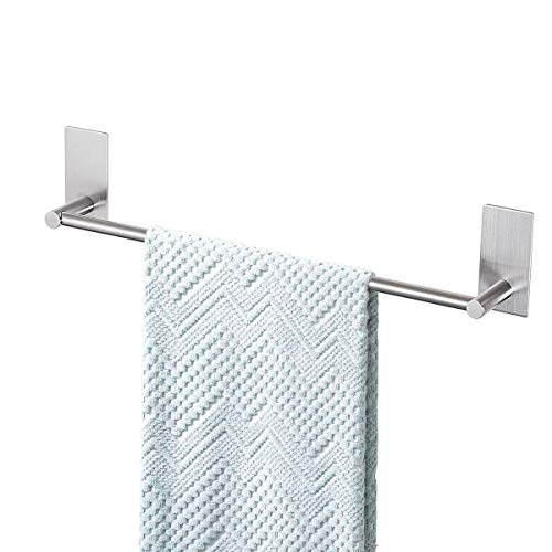 Songtec Bathroom Towel Bar 16-inch, No Drill Stick On Towel Rack, Easy Install with Self-Adhesive, Premium SUS304 Stainless Steel - Brushed Nickle - color: Brush Nickle, size: 16-Inch