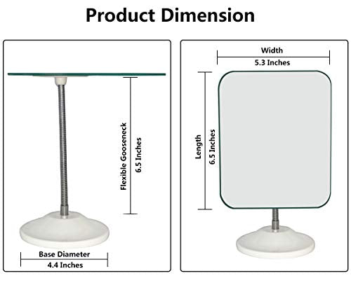 YEAKE Adjustable Flexible Gooseneck Makeup Mirror,360°Rotation Folding Portable Desk Vanity Mirror with Stand Shower Shaving Cosmetic Mirror Square - size: 6.5"L x 5.3"W, style: 6.5"L x 5.3"W(Medium)
