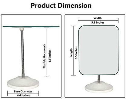 YEAKE Adjustable Flexible Gooseneck Makeup Mirror,360°Rotation Folding Portable Desk Vanity Mirror with Stand Shower Shaving Cosmetic Mirror Square - size: 6.5"L x 5.3"W, style: 6.5"L x 5.3"W(Medium)