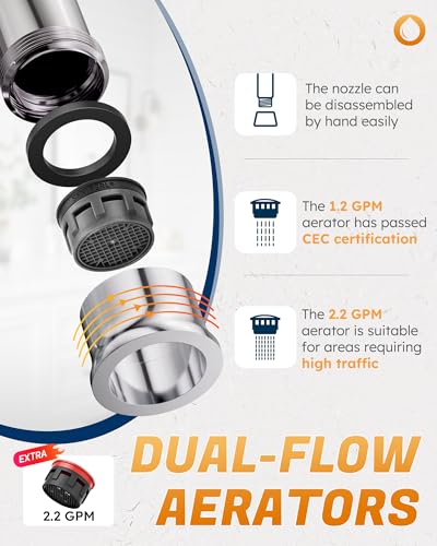 WOWOW Chrome Bathroom Faucet 3 Hole, Widespread Vanity Sink Faucets 8 Inch | Copper Inlet Faucet for Bathroom Sink with Swivel Spout, Two Handles Lavatory Tap with Drain and cUPC Supply Line - color: Chrome, style: Upgrade-8 Inch