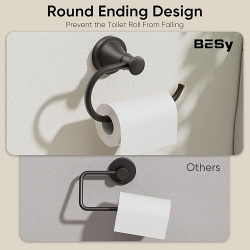 Toilet Paper Holder Wall Mount Bathroom Tissue Roll Holder Matte Black | Pivoting Tissue Roll Holder, High Quality Stainless Steel Hand Towel Ring Rustproof, Bathroom Accessories,Toilet Storage - color: Matte Black