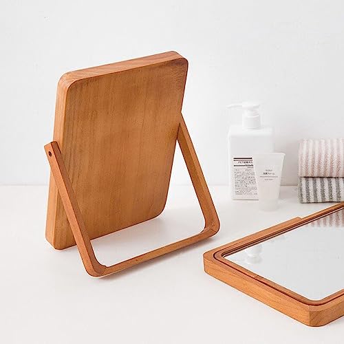 Mokoze Wood Desk Mirror, Adjustable Tabletop Vanity Mirror, 10.55" x 7.87" | Clear Glass Reflection, Ideal for Vanities, Dressers,, Shelves, Countertops, Tabletop or Wall Display