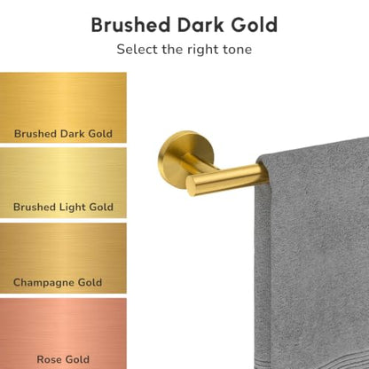 2 Pack Brushed Gold Towel Ring | Hand Towel Holder for Bathroom Wall Mounted, Durable 304 Stainless Steel, Modern Style - color: Brushed Dark Gold