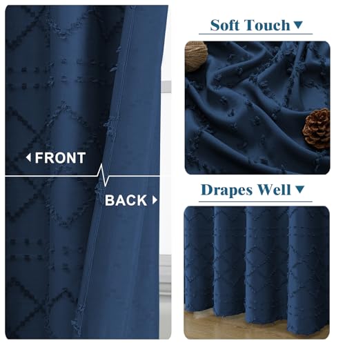 Dusty Blue Fabric Shower Curtain 72x72 Inches, Jacquard Plaid Striped Cloth Shower Curtain, Chic Tufted Hotel Bathroom Farmhouse Shower Curtain Sets - color: Dusty Blue, size: 72"W x 72"L (Pack of 1)