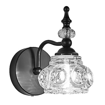 Industrial 1-Light Bathroom Vanity Light Fixture, Black Wall Source with Glass Shade, Rust-Proof and Durable, Using G9 Bulbs for Bedroom, Bathroom, Living Room - color: Black, size: 1-Light (1-Pack)