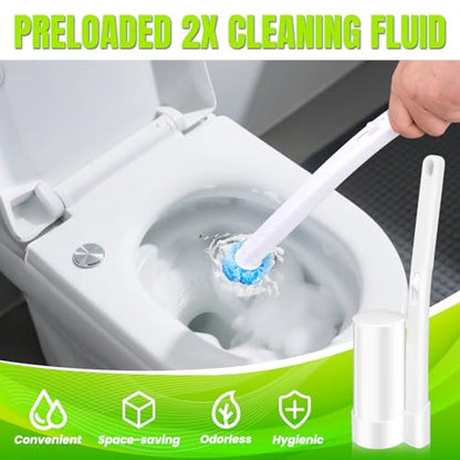 Disposable Toilet Brush Cleaning System with 54pcs Refills Pads, Toilet Wand Kit, Toilet Bowl Cleaner Brush for Bathroom Maintenance (2-Set) - size: 2 Brush+54 Refills