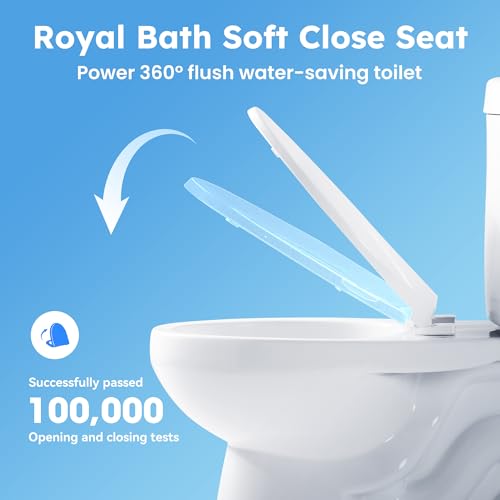 RoyalBath Elongated Two piece Toilet for Bathrooms, 12" Rough In | 17.3" ADA Height, Nano Self-Cleaning, WaterSense/MAP/CUPC Certified, 0.93/1.27 GPF 360° TSUNAMI Flush, Soft-Close Seat - size: 0.93/1.28 GPF Dual Flush