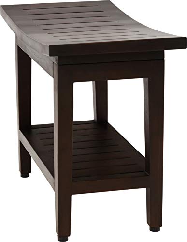 (Fully Assembled) AquaTeak Patented 24" Maluku Mocha Teak Shower Bench with Shelf - size: B. Bench Fully Assembled