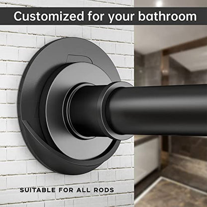 Shower Curtain Rod Holder 3M Adhesive | Heat Resistant | Waterproof | Max Load 60 lbs Shower Rod Retainer for Wall, 2 Pack, Black (Rod Not Included) - color: Black