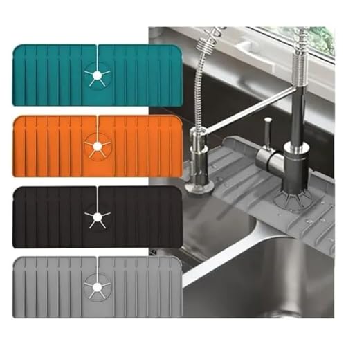 2-Pack Silicone Kitchen Sink Splash Guard-Faucet Mat for Kitchen Sink 2-Pack (Black, Standard) - color: Black