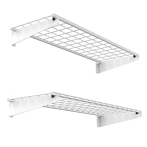 Wallmaster 2-Pack 15x45 Heavy Duty Garage Wall Shelving 45-inch-by-15-inch Wall Mount Garage Storage Rack Floating Shelves Max Load 400lb White - color: White