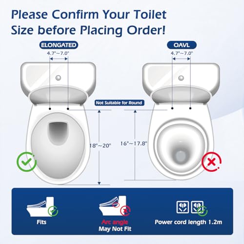 Bidet Toilet Seat Elongated Electric Heated Seat Warm Water Air Dryer | Self-Clean Nozzle, Night Light, Soft Closed Toilet Lid, Feminine & Front Rear Wash, Wireless Remote - color: Cotton White