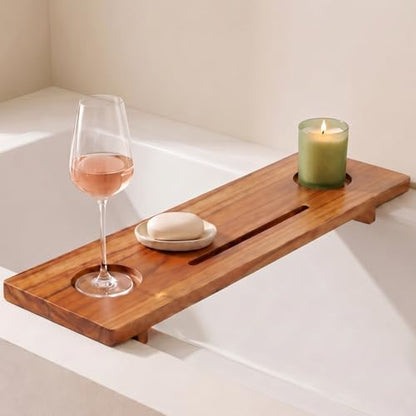Fjord 29" Premium Teak Bathtub Tray for Small & Standard Tubs - size: Short (29 in)