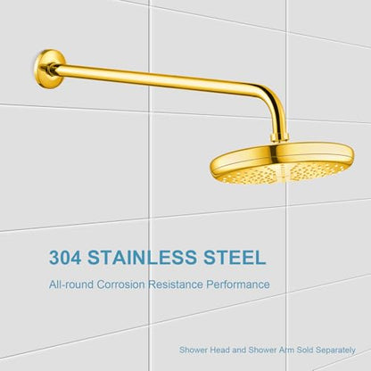 OFFO Shower Arm with Flange, 24 in Bright Gold Wall Mount Replacement Angle Shower Head Arm Wall-Mounted For Fixed Shower Head & Handheld Showerhead - color: Bright Gold, style: 24 in