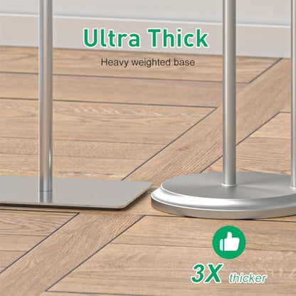 Freestanding Toilet Paper Holder with Shelf and Reserve for Small Bathroom Storage, Holds 5 Mega Rolls/Phone/Wipes Nickel