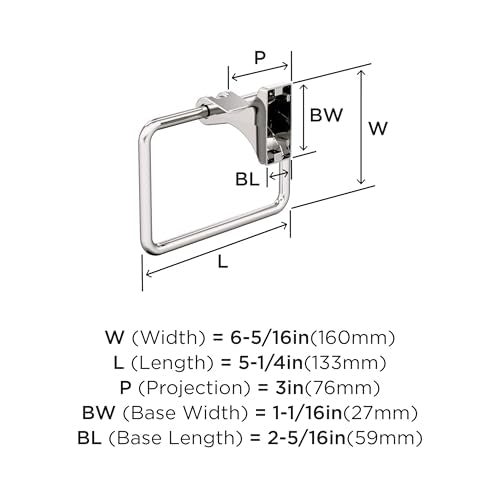 Amerock Davenport 5-1/4 inch (133 mm) Width Polished Nickel Closed Towel Ring, BH36052PN - color: Polished Nickel, size: 5-1/4 Inch (133 mm) Width