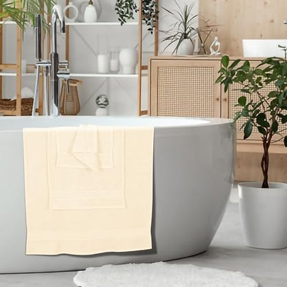 Ultra Soft 6 Pack Cotton Towel Set, Contains 2 Bath Towels 28x55 inch, 2 Hand Towels 16x24 inch & 2 Wash Coths 12x12 inch, Ideal for Everyday use, Compact & Lightweight - Ivory - color: Ivory