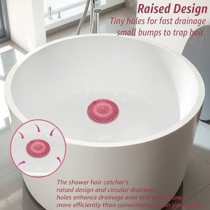 Inmorven Bathroom Sink Drain Strainers - 5 Pack Silicone Hair Catcher, Flexible Reusable Drain Protector for Shower, Bathtub & Sink