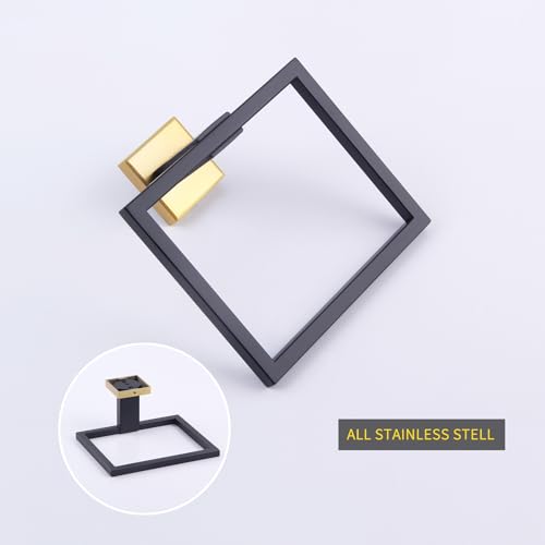 GERZWY Bathroom Hardware Hand Towel Holder SUS 304 Stainless Steel Towel Ring for Bath Kitchen Garage Heavy Duty Wall Mounted (Black & Gold) JG1906-BD - color: Black & Gold