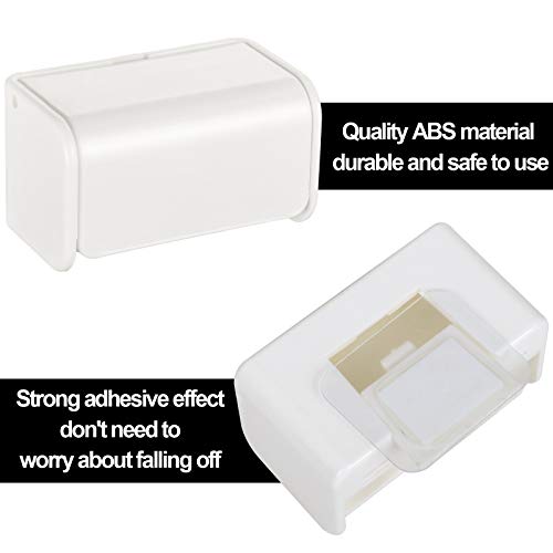 Patelai 2 Pcs Toothbrush Holder Wall Mounted with Cover,2 Slots Self Adhesive Electric Toothbrushes Storage Organizer for Dorm Bathrooms Cabinet and Shower