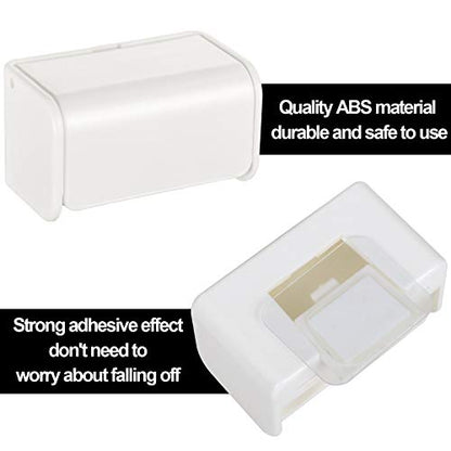 Patelai 2 Pcs Toothbrush Holder Wall Mounted with Cover,2 Slots Self Adhesive Electric Toothbrushes Storage Organizer for Dorm Bathrooms Cabinet and Shower