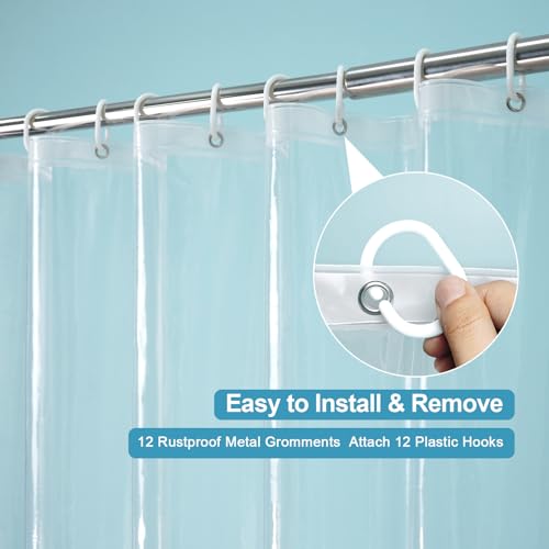 EurCross72 x 88 inch Long Shower Curtain Liner with 5 Magnets,Heavy & Clear | 88 inch Long Length PEVA Plastic Shower Curtain for Bathroom, See Through, Flexibility & PVC Free - color: Clear, size: 72"W x 88"L (Pack of 1)