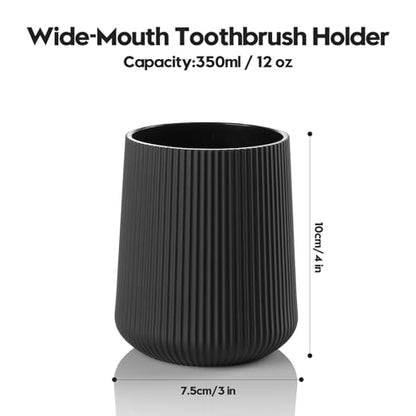 YAUKPH Black Striped Toothbrush Holder | for Electric Toothbrushes Bathroom Organizer Cup for Toothpaste Kids & Adults - color: Black Ribbed