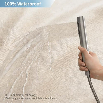 Waterproof Fabric Shower Curtain,No Liner Needed,72x72,Cream | 2-in-1 Design,Linen Textured,100% Waterproof TPU-Laminated Backing,Magnetic Weighted,Machine Washable,For Bathroom,Hotel - color: Cream, size: 72"W x 72"L (Pack of 1)