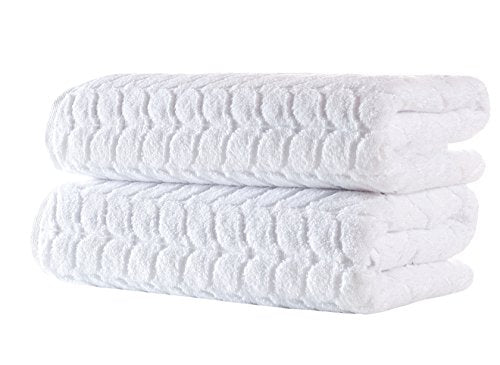 BAGNO MILANO Turkish Cotton Bath Towels, Hand Towels - Soft Plush Jacquard Collection - Highly Absorbent Towel Set (White, 6 pcs Towel Set) - color: White, size: 6 pcs Towel Set